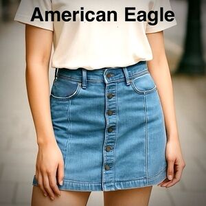 AMERICAN EAGLE AEO denim jean skirt button fly front size 0